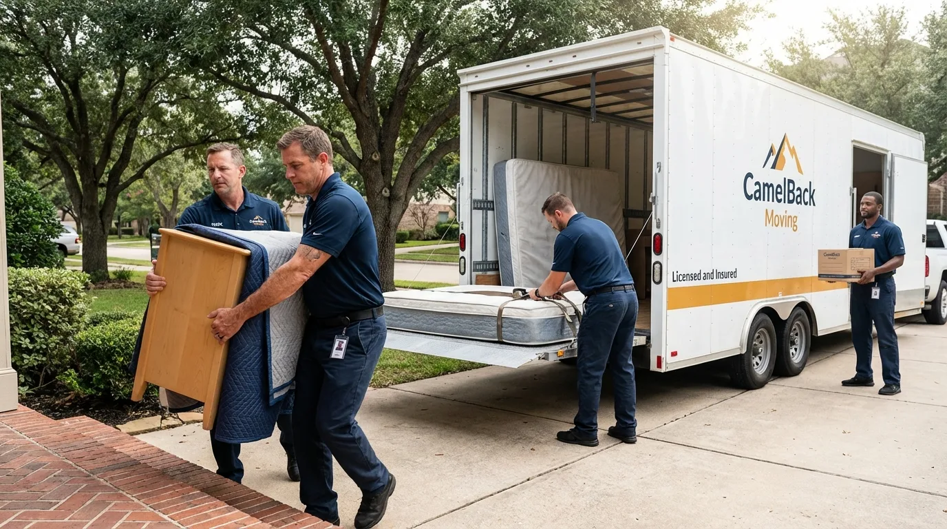 Crew loading residential truck for cross-state move from Ripley, MS