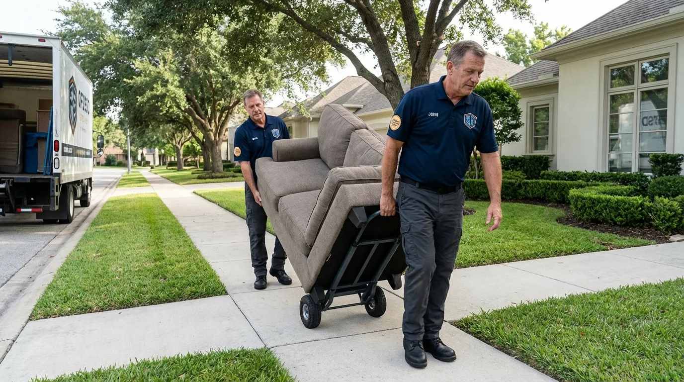 Local residential moving crew loading furniture in Ripley, MS