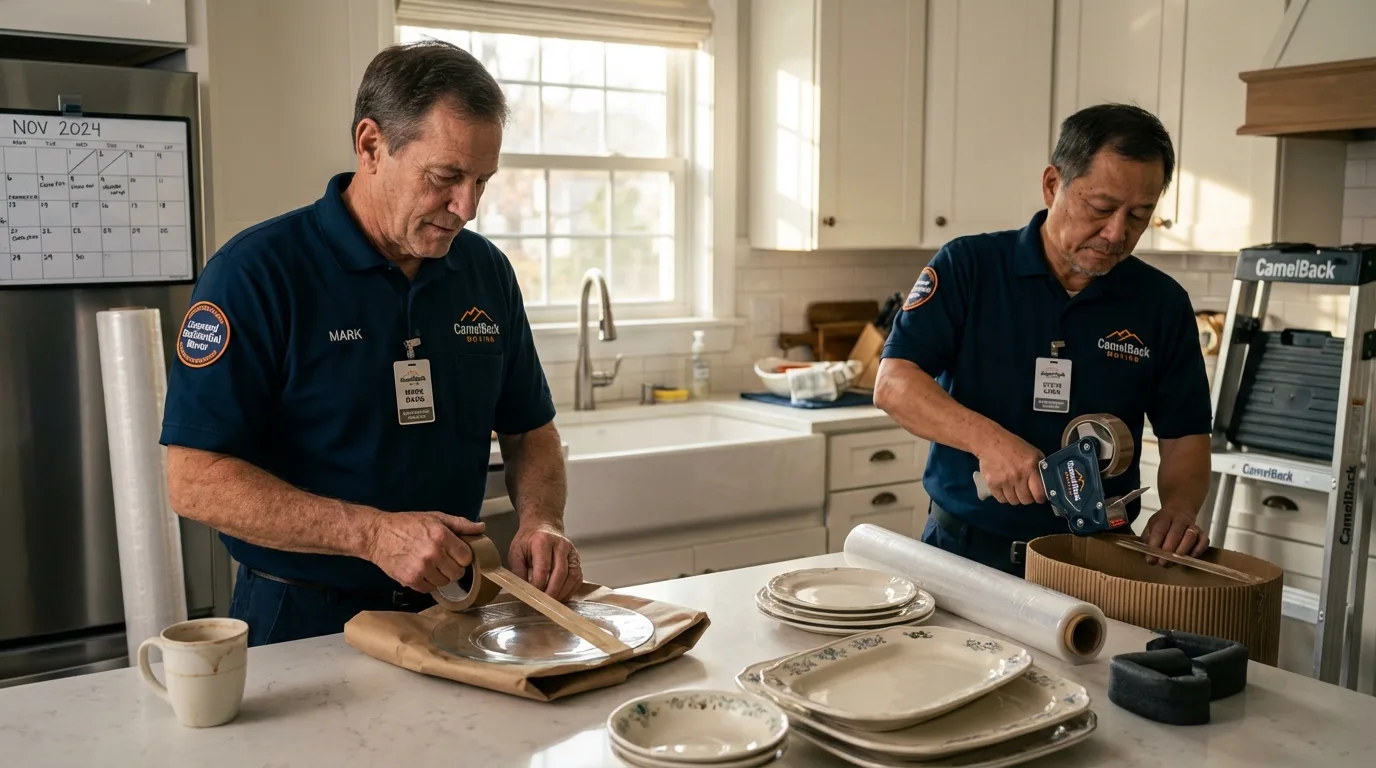 Professional crew packing kitchen dishware in Ripley, MS